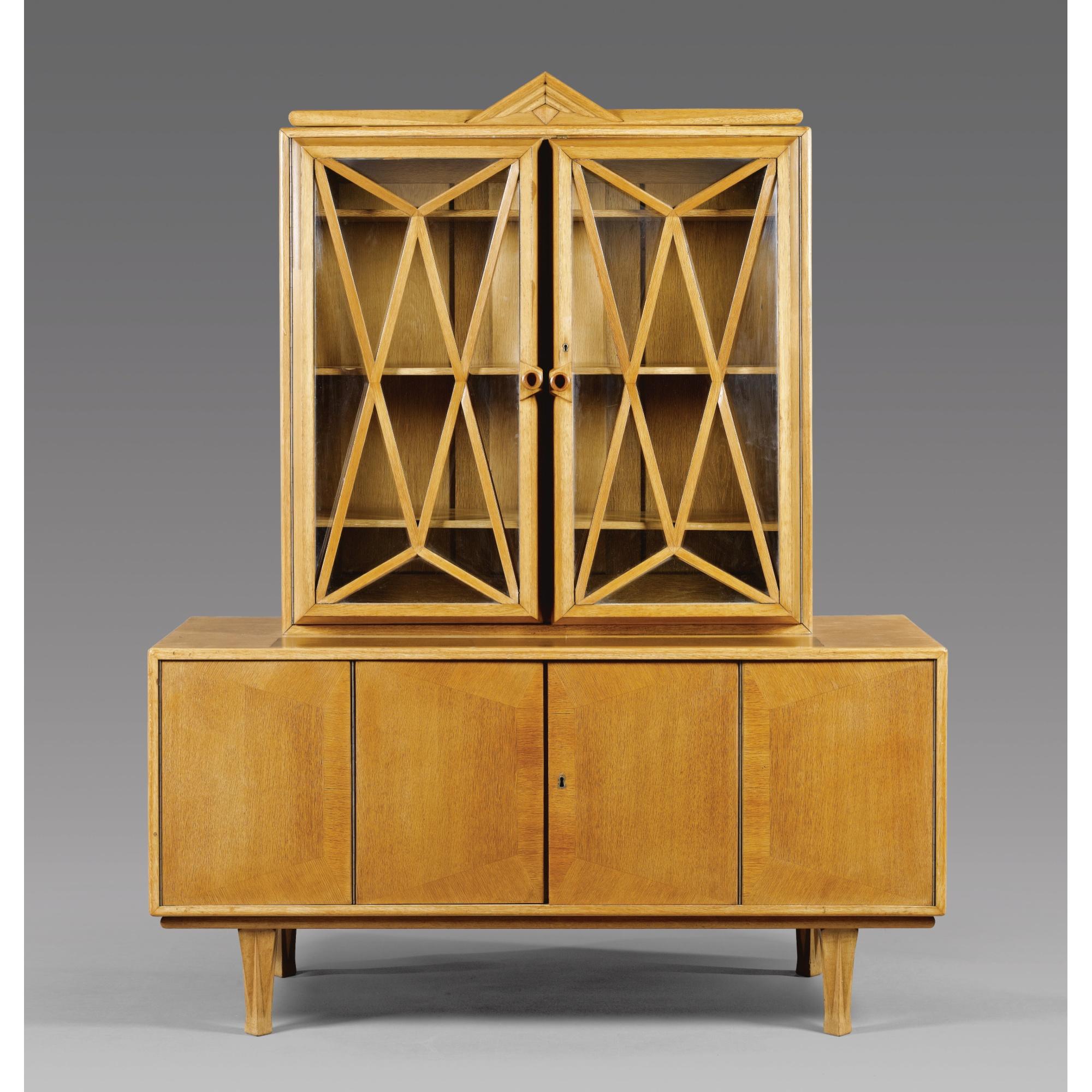 Otakar Novotný - Czech czech Cubist Oak Bookcase-Buffet (Kubistická Knihovna Z Dubového Dřeva)