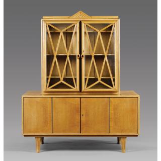 Otakar Novotný - Czech czech Cubist Oak Bookcase-Buffet (Kubistická Knihovna Z Dubového Dřeva)