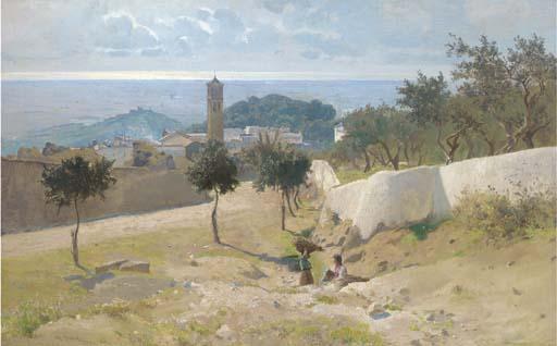 Othmar Brioschi - Picking olives above an Italian village