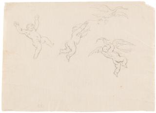 Ottaviano Dandini - 2 Bll.: Studie zu einer Fama mit Amoretten – Fliegende Putten