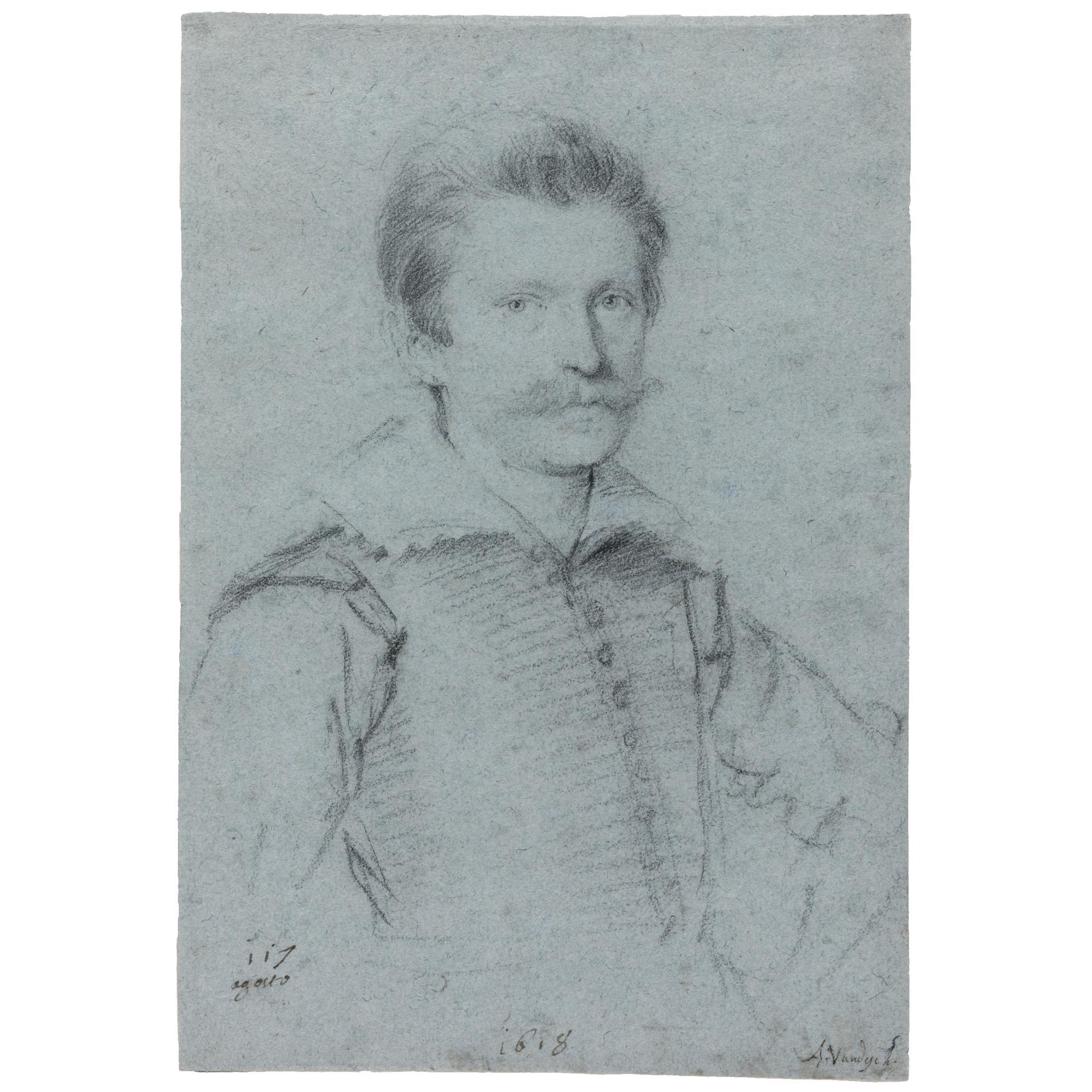 Ottavio Maria Leoni - Half-Length Portrait Of A Moustachioed Man