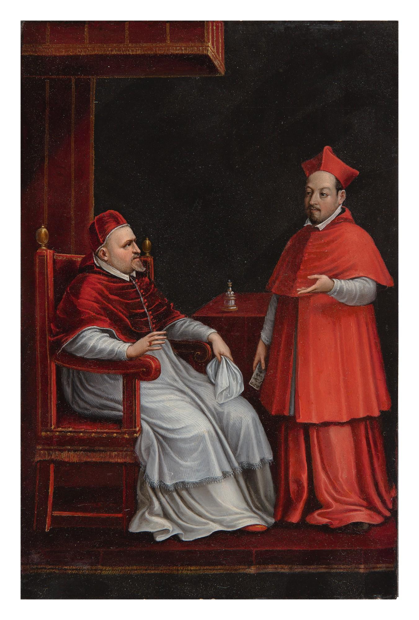 Ottavio Maria Leoni - Pope Paul V, seated, with his nephew Scipione Borghese, standing, both full-length in an interior