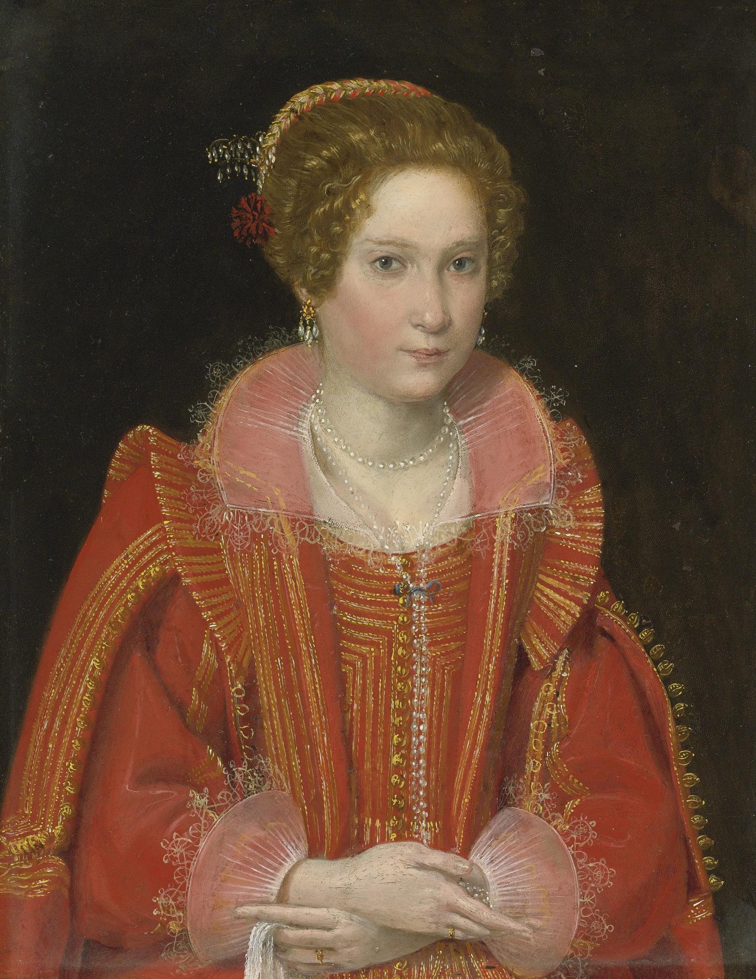 Ottavio Maria Leoni - Portrait Of A Lady, Half-Length, Dressed In Pink