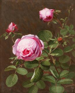 Otto Didrik Ottesen - Still life with pink roses