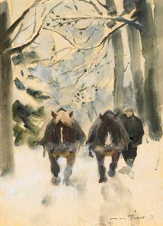 Otto Dill - Pferdegespann im Winterwald