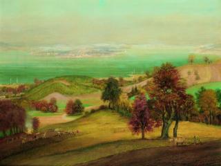 Otto Dix - Bodenseelandschaft mit Kartoffelernte und Blick auf die Reichenau