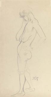 Otto Dix - Erna I, stehend, Hand unter dem Kinn