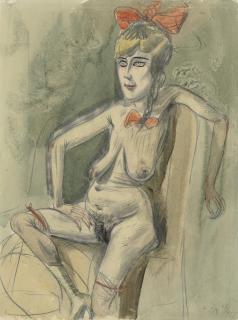 Otto Dix - Hure, Mädchen mit roter Schleife