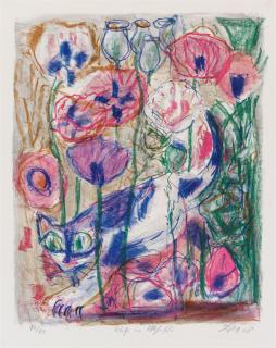 Otto Dix - Katze im Mohnfeld