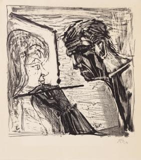 Otto Dix - Selbstbildnis Im Profil Beim Malen