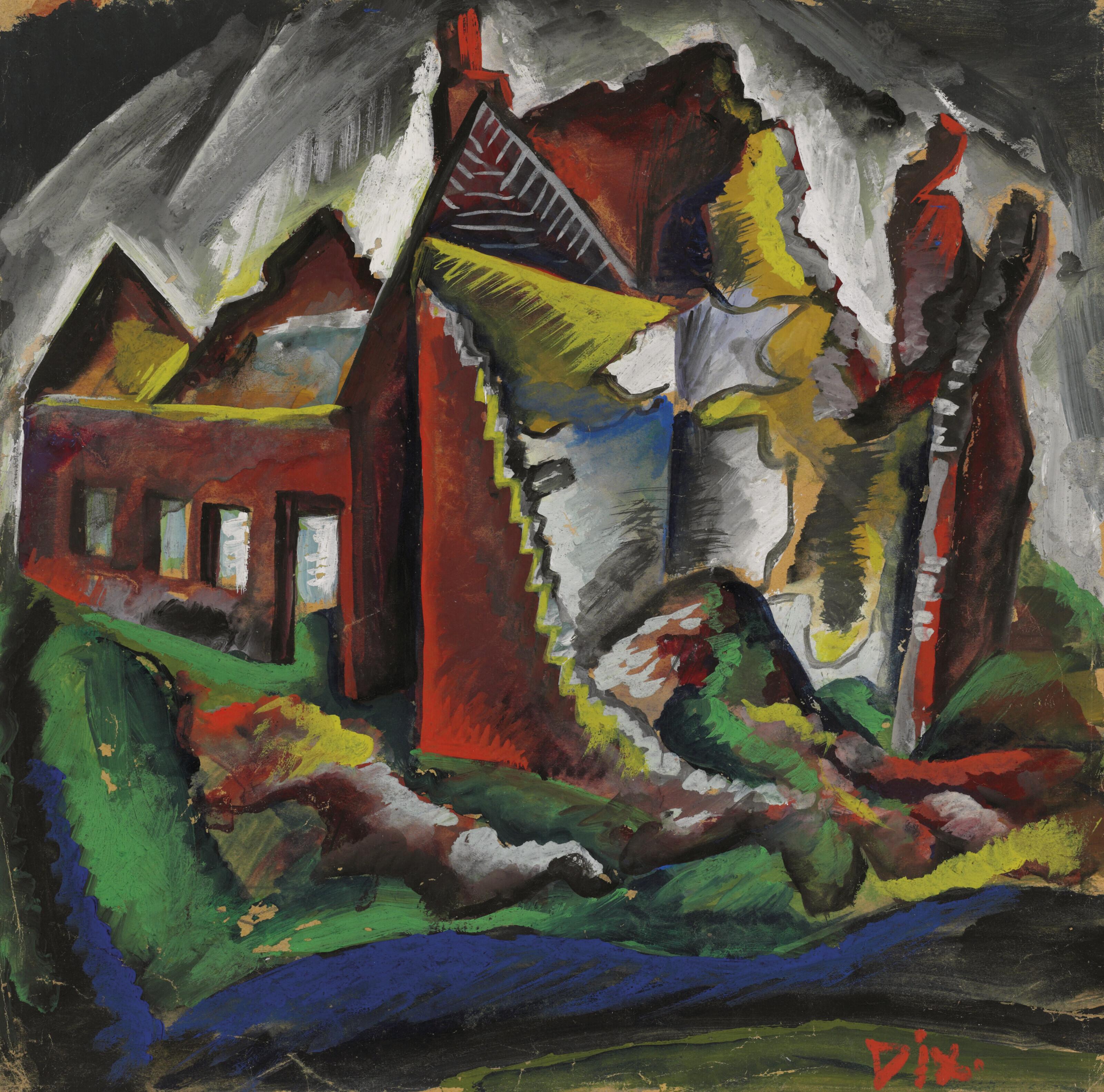 Otto Dix - Zerschossenes Gehöft - Haus in B.