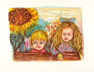 Otto Dix - Zwei Kinder (mit Sonnenblume).