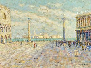 Otto Eduard Pippel - Auf dem Markusplatz in Venedig.