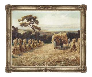 Otto Eduard Pippel - Harvest time, with Chiemsee in the distance