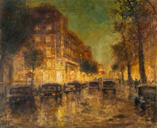 Otto Eduard Pippel - Straßenszene bei Nacht (Nächtliches Berlin)
