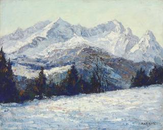 Otto Eduard Pippel - Wintermorgen im Wettersteingebirge, Zugspitze