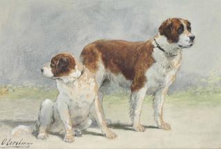 Otto Eerelman - Two Saint Bernard dogs