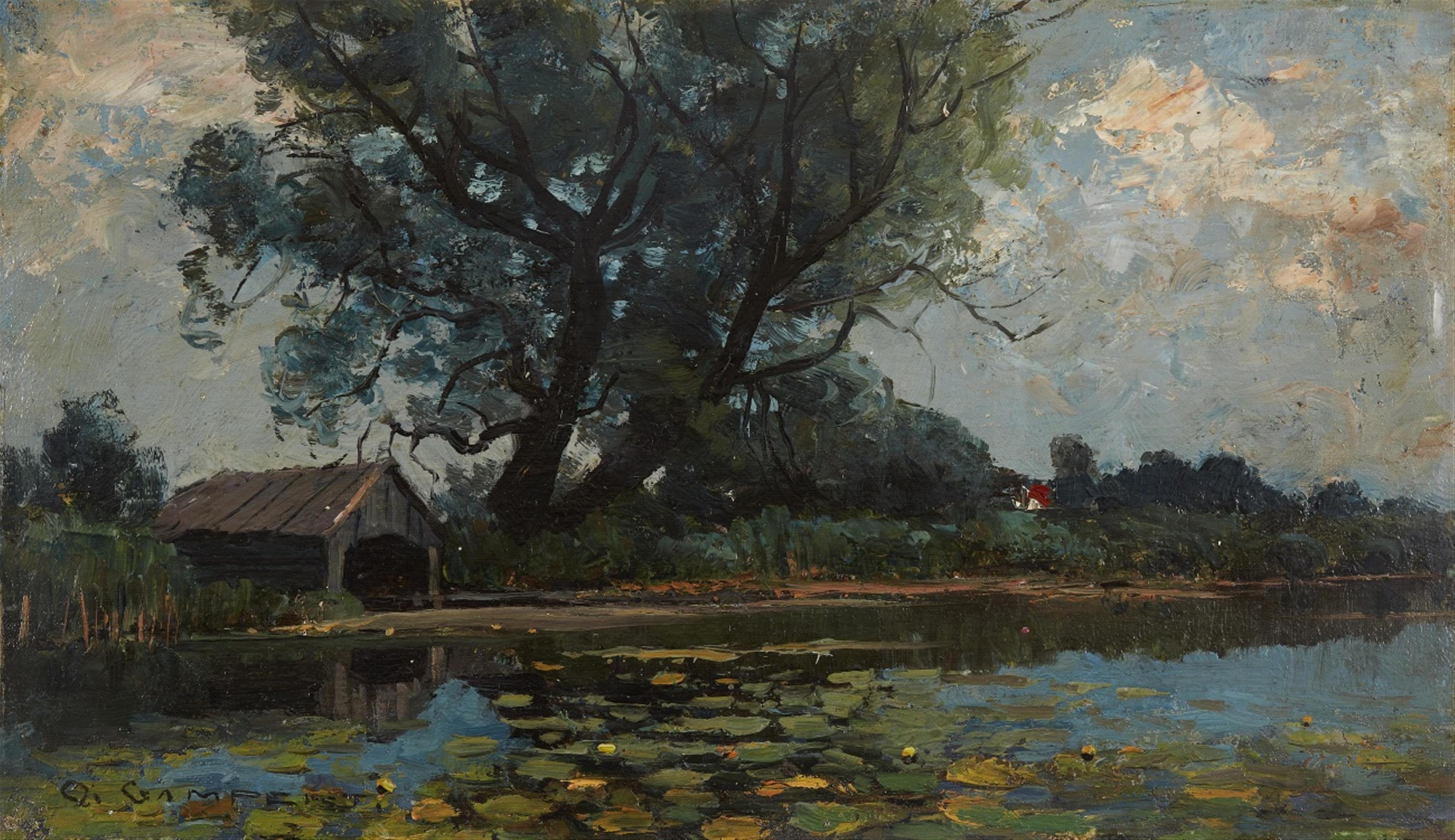 Otto Gampert - Seeufer mit Bootshaus