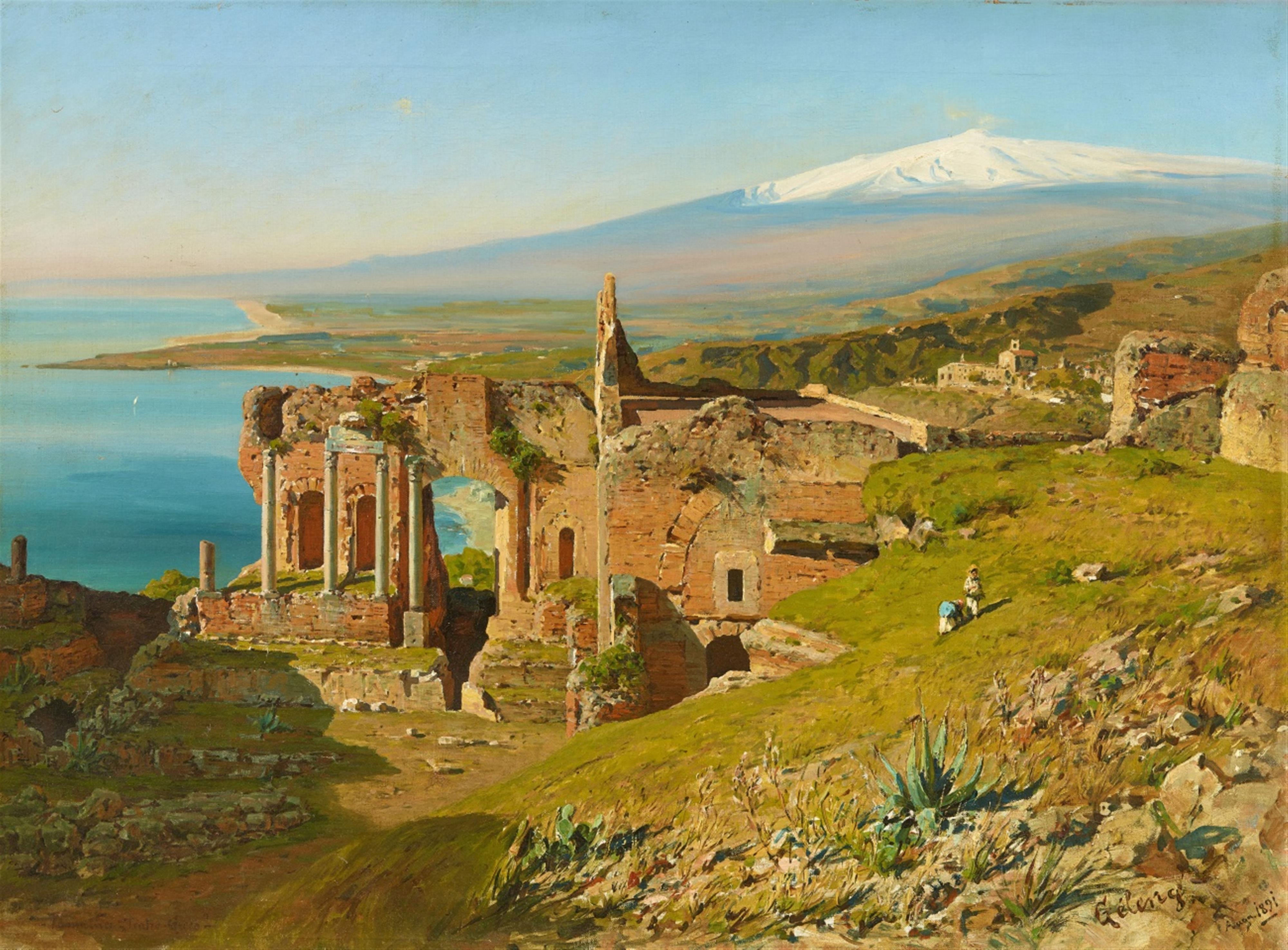 Otto Geleng - Blick auf das griechische Theater in Taormina und den Ätna