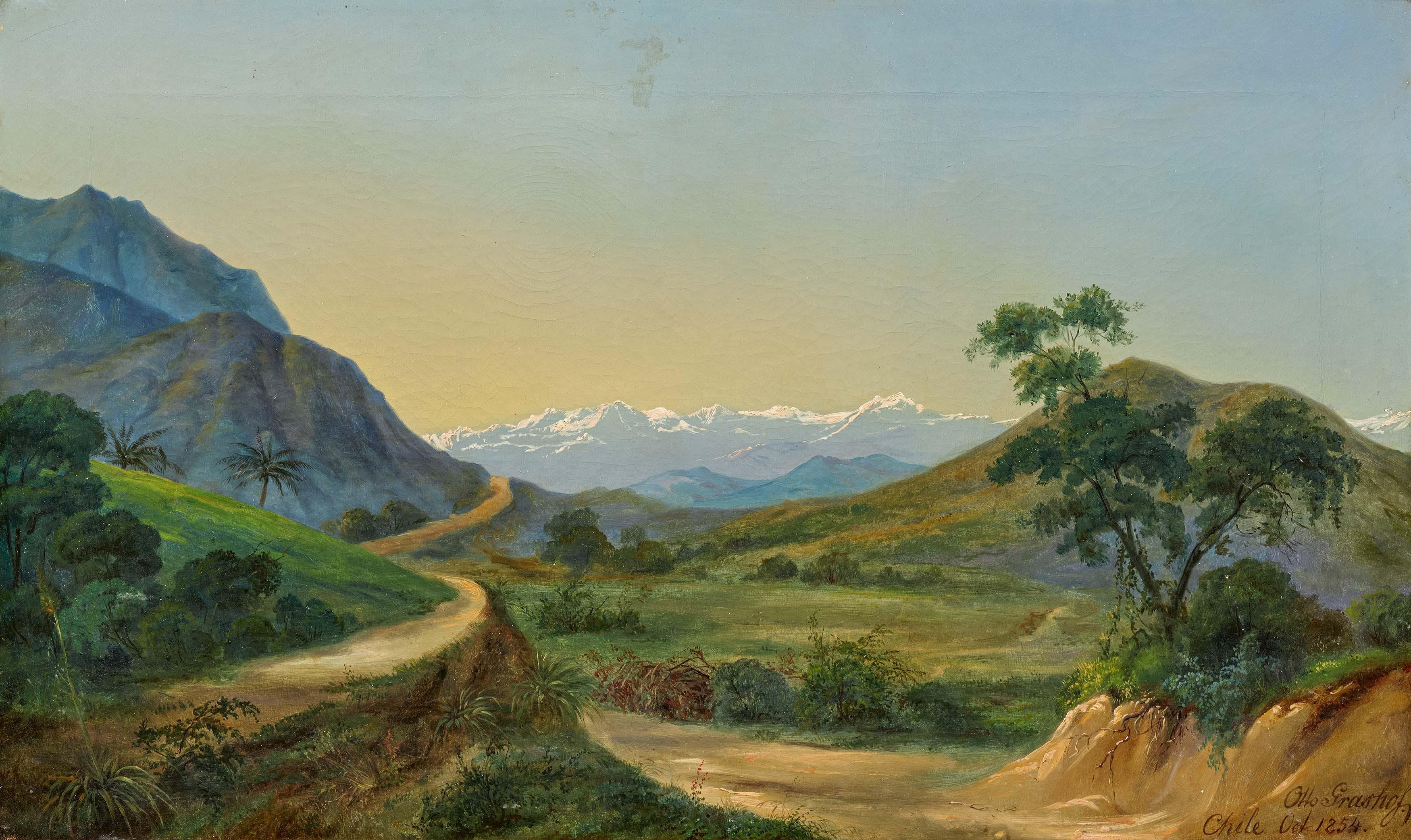 Otto Grashof - Chilenische Gebirgslandschaft bei Milipilla.