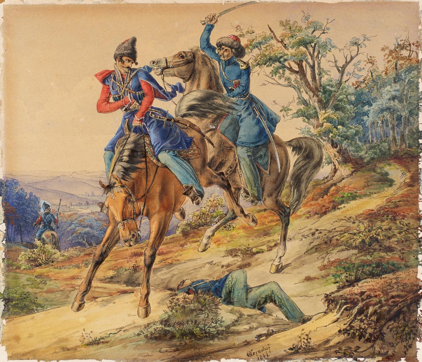 Otto Grashof - Reiterkampfszene aus dem Kaukasuskrieg