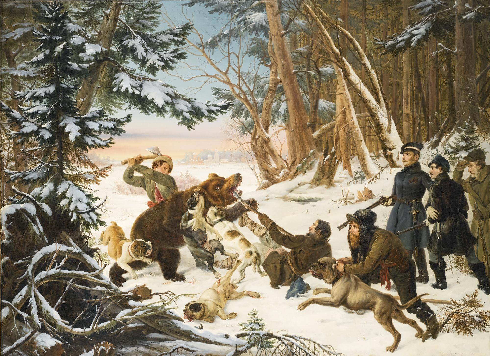 Otto Grashof - The Tsarevich Alexander Nikolaevich On A Bearhunt On The Outskirts Of Moscow