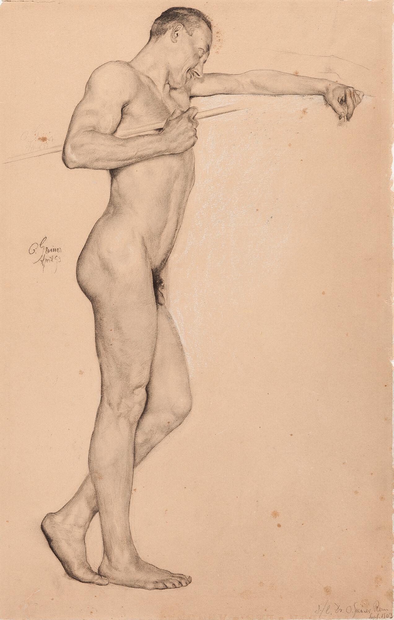 Otto Greiner - Recto: Studie eines Männeraktes Verso: Studie eines Frauenkopfes