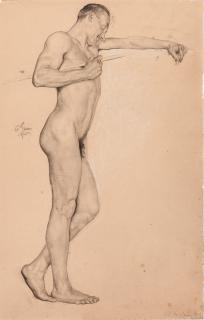 Otto Greiner - Recto: Studie eines Männeraktes Verso: Studie eines Frauenkopfes