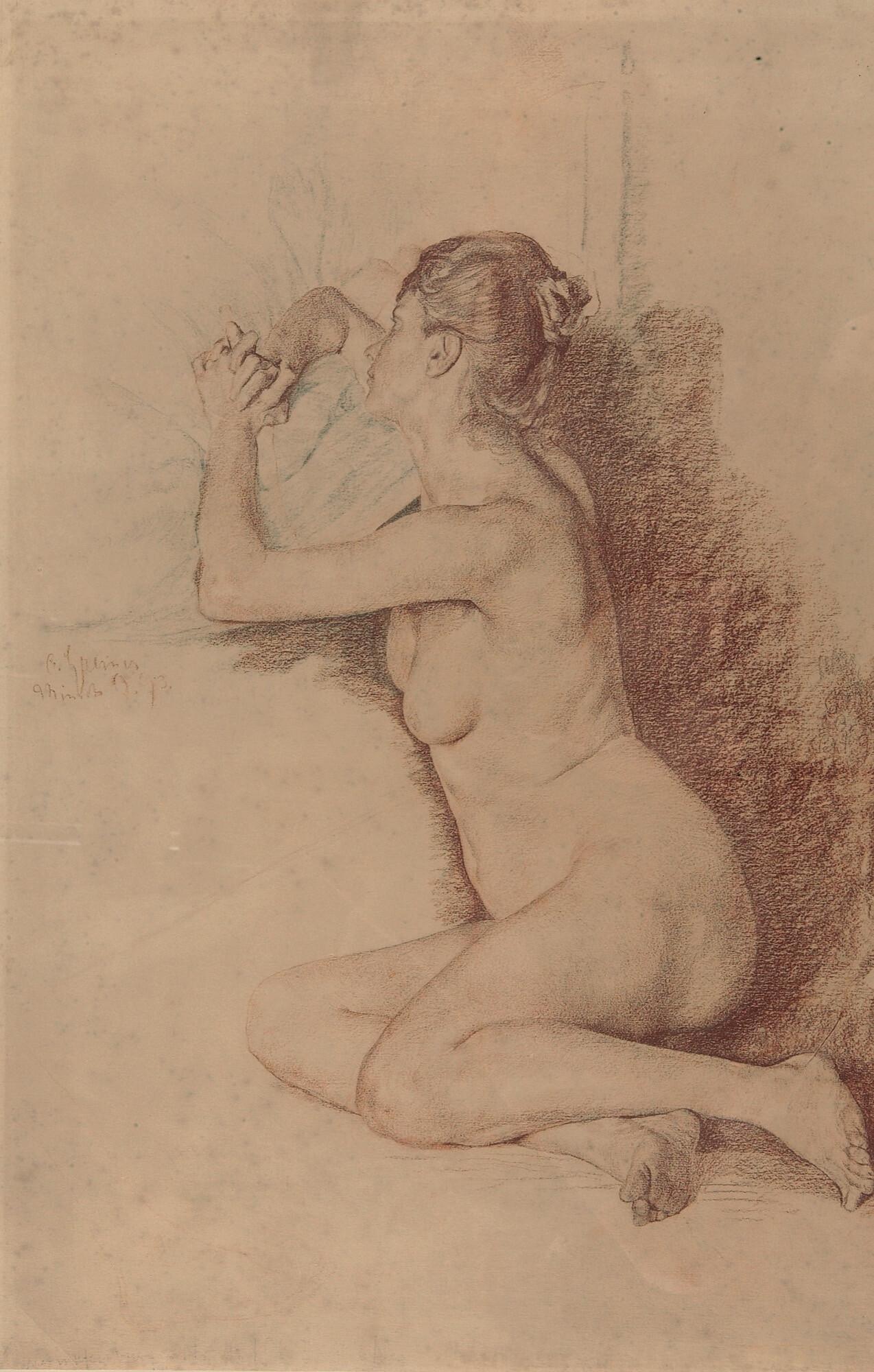 Otto Greiner - Weiblicher Akt mit gefalteten Händen.