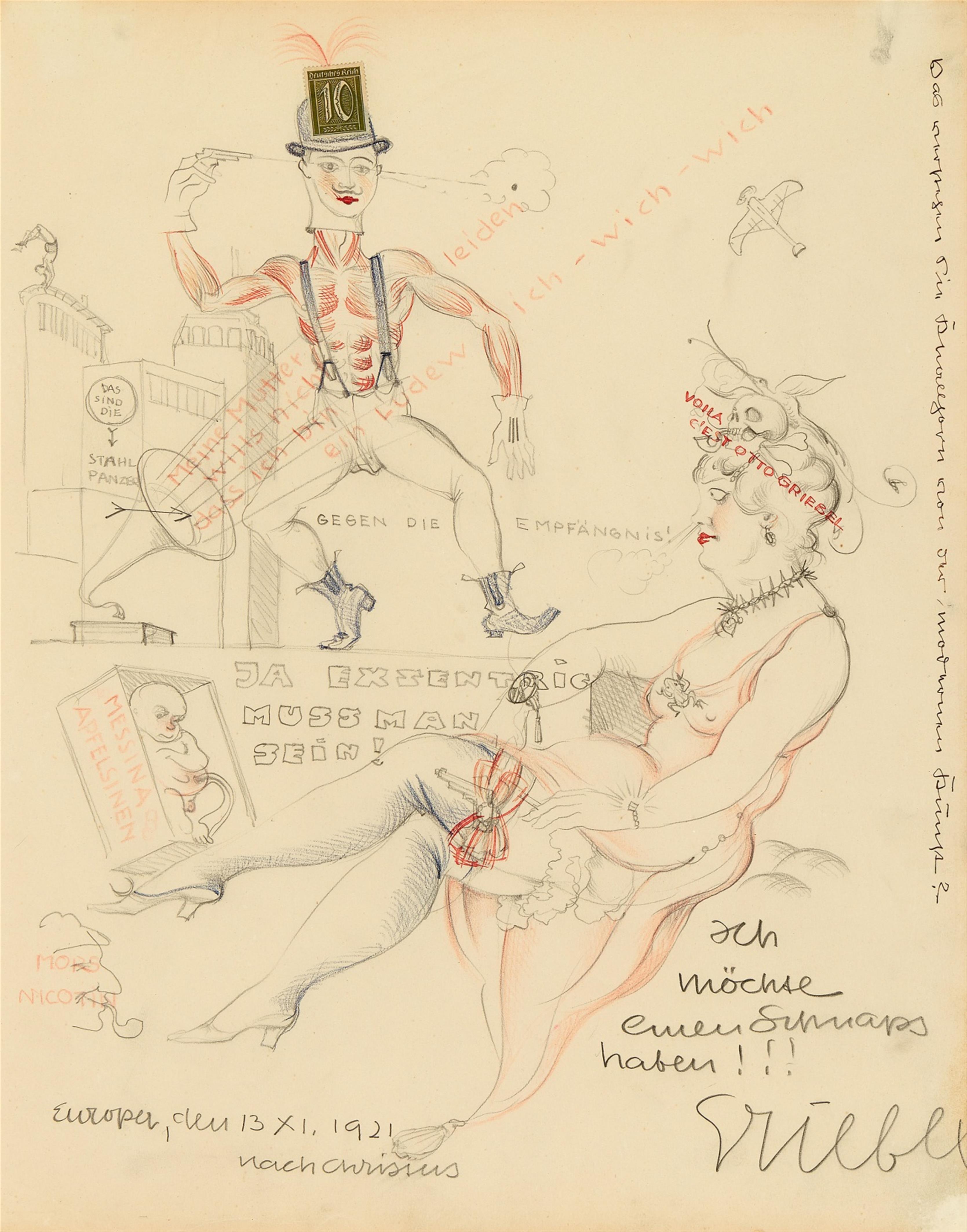 Otto Griebel - Ja exzentric muss man sein! (Gästebuchblatt für Fritz Glaser)