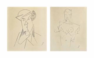 Otto Gutfreund - Cubist Man With Hat; Study Of A Woman