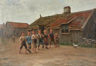 Otto Hagborg - The Little Ruffians framed 88.0 x 122.0 x 7.0 cm (34 3/4 x 48 x 2 3/4 in).