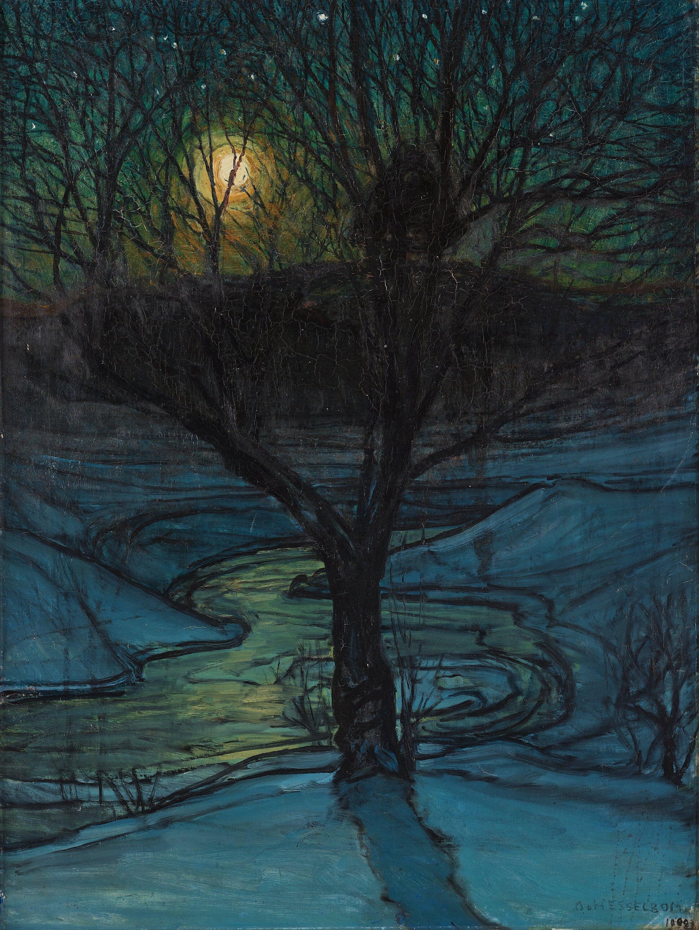 Otto Hesselbom - Moonlit winter night