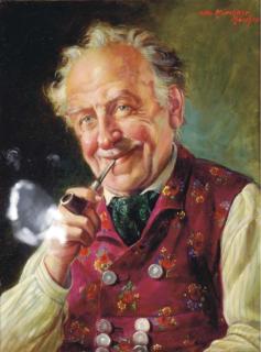 Otto Kirchner - Portrait of An Old Man Smoking A Pipe; And Two Companion Paintings