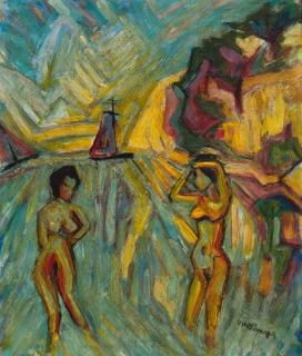 Otto Lange - Zwei Badende.