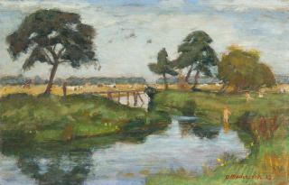 Otto Modersohn - „An der Schleuse“.