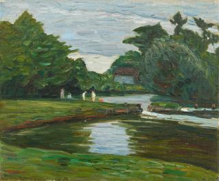 Otto Modersohn - Badende an der alten Schleuse in Fischerhude