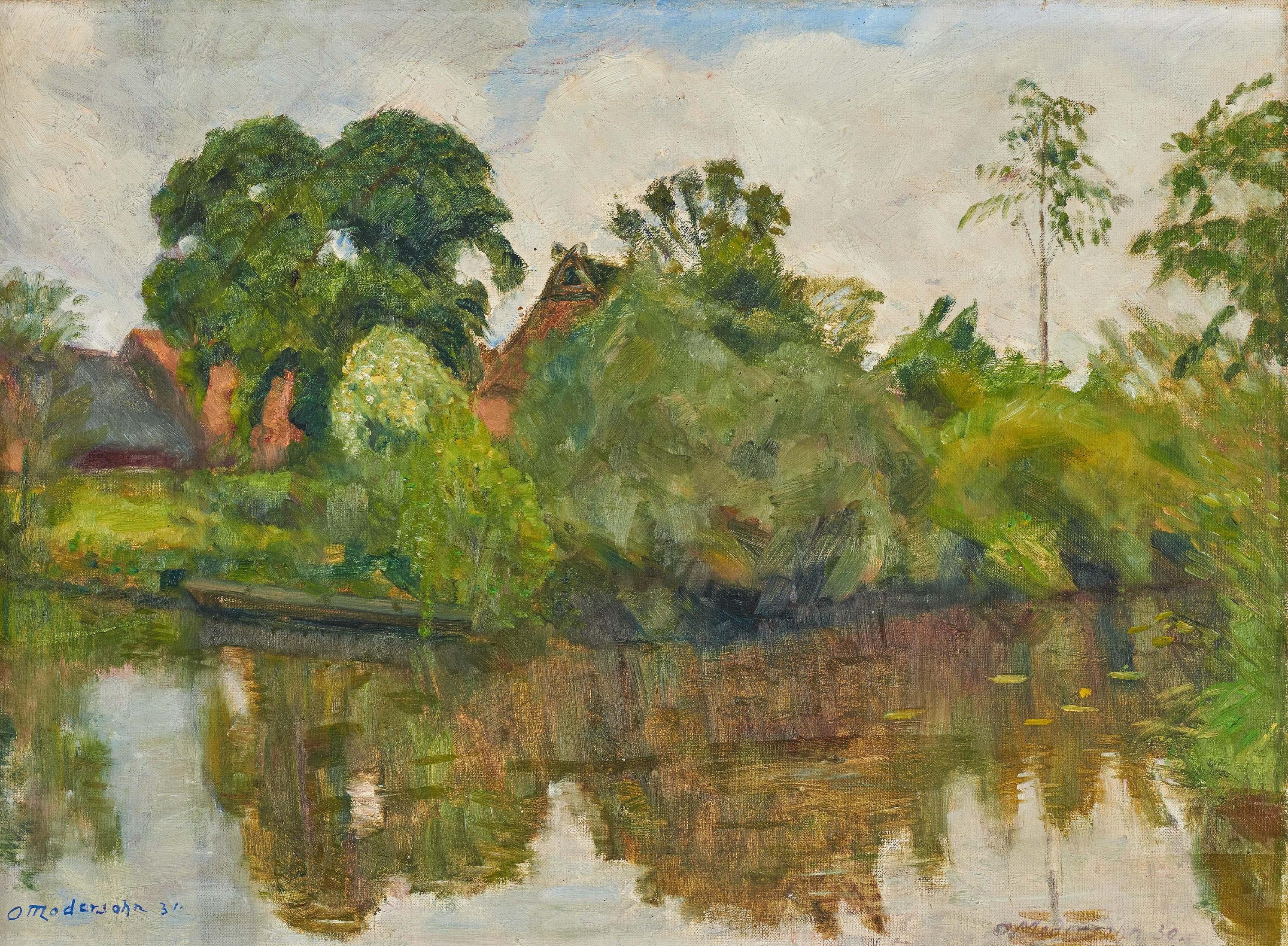 Otto Modersohn - Fischerhude-Sommerliche Wümme/Uferlandschaft.