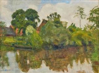 Otto Modersohn - Fischerhude-Sommerliche Wümme/Uferlandschaft.