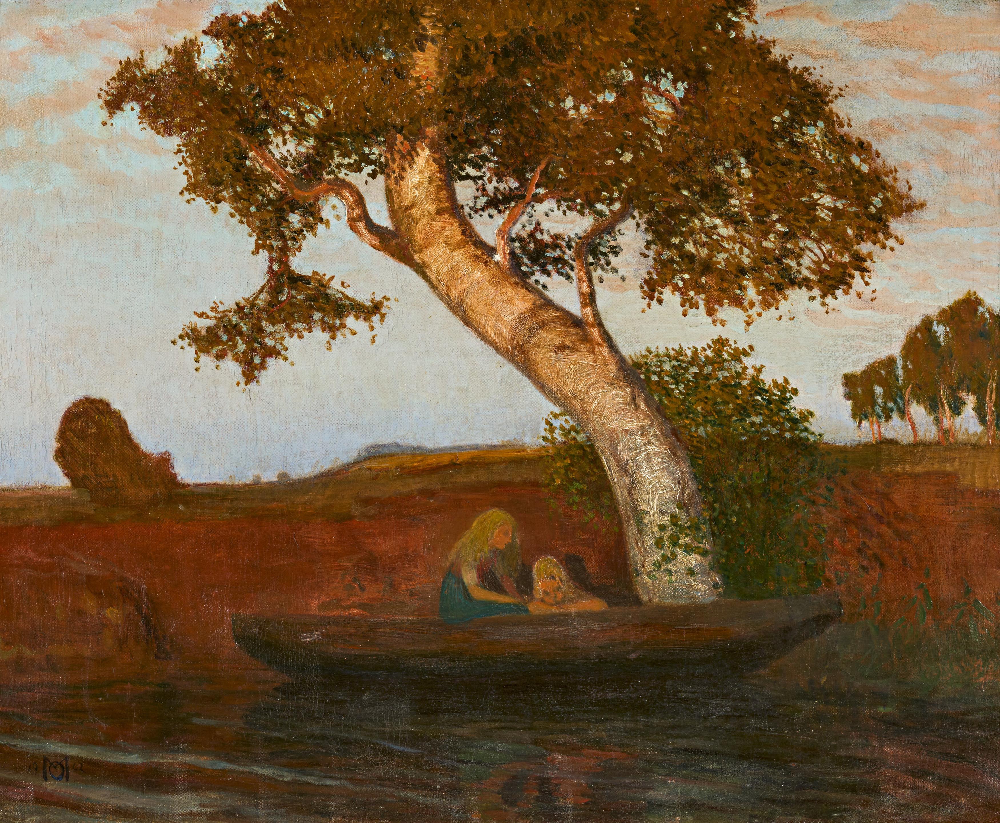 Otto Modersohn - Herbstabend im Moor - Abendsonne im Moor.