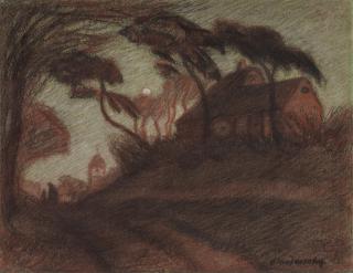 Otto Modersohn - Mondaufgang in Worpswede