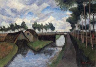 Otto Modersohn - Rautendorfer Graben mit Bootschuppen bei Worpswede