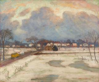 Otto Modersohn - Winter in Fischerhude. Verso: Herbstlandschaft am See.