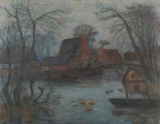 Otto Modersohn - Wümmebild mit Enten.