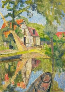 Otto Modersohn - Wümmeufer mit dem Backhaus von Hoops Hof