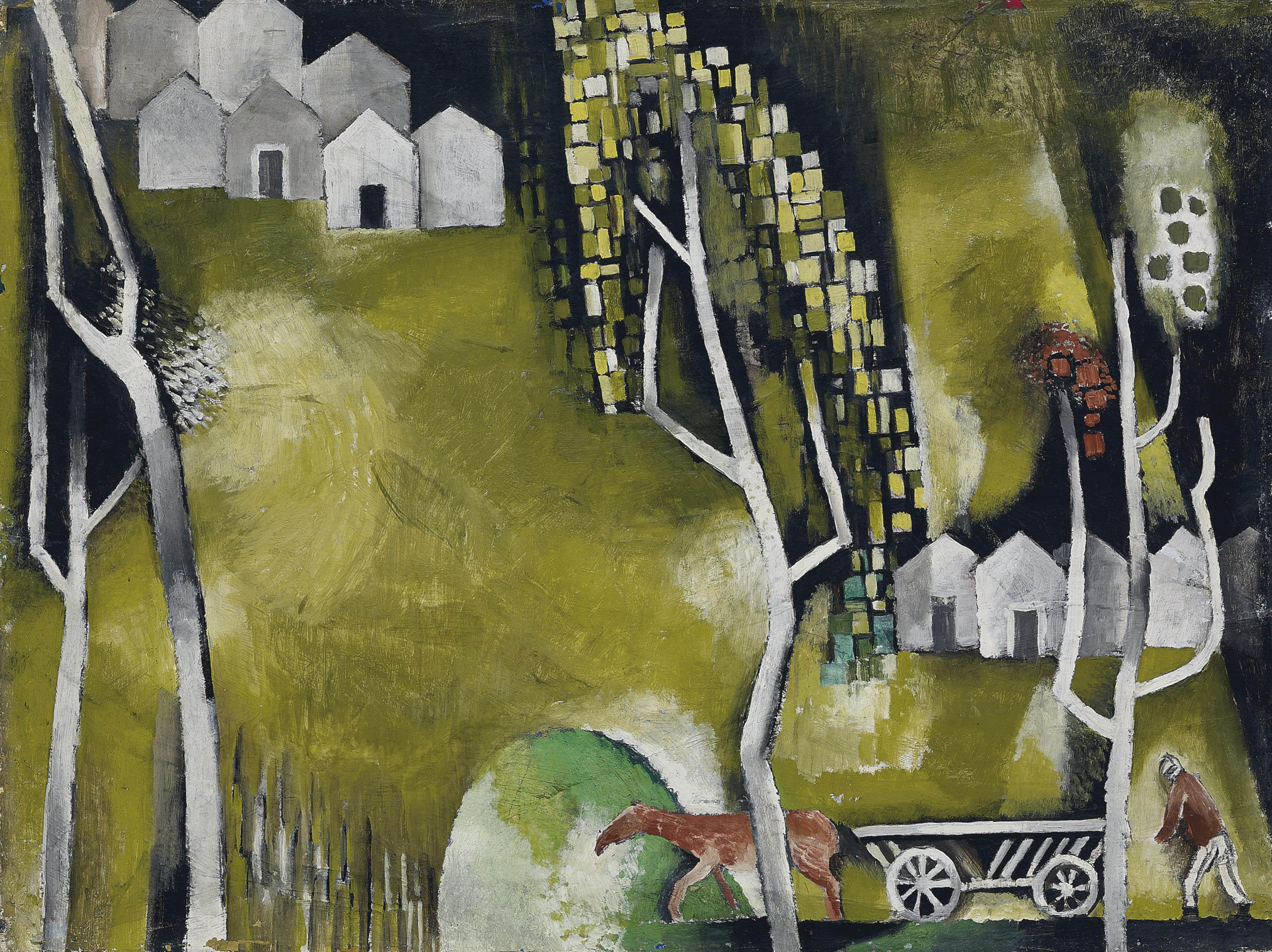 Otto Morach - Fuhrwerk am Dorfrand, um 1924