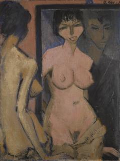 Otto Mueller - Akt Im Spiegel Mit Selbstbildnis (Nude In Mirror With Self-Portrait) Or Akt Mit Selbstbildnis Vor Dem Spiegel (Nude With Self-Portrait Before The Mirror)