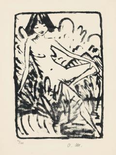 Otto Mueller - Am Ufer Sitzendes Mädchen (Karsch 116)