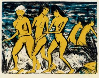 Otto Mueller - Fünf gelbe Akte am Wasser (K. 156)