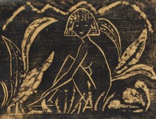 Otto Mueller - Mädchen zwischen Blattpflanzen (Mädchen im Schilf)